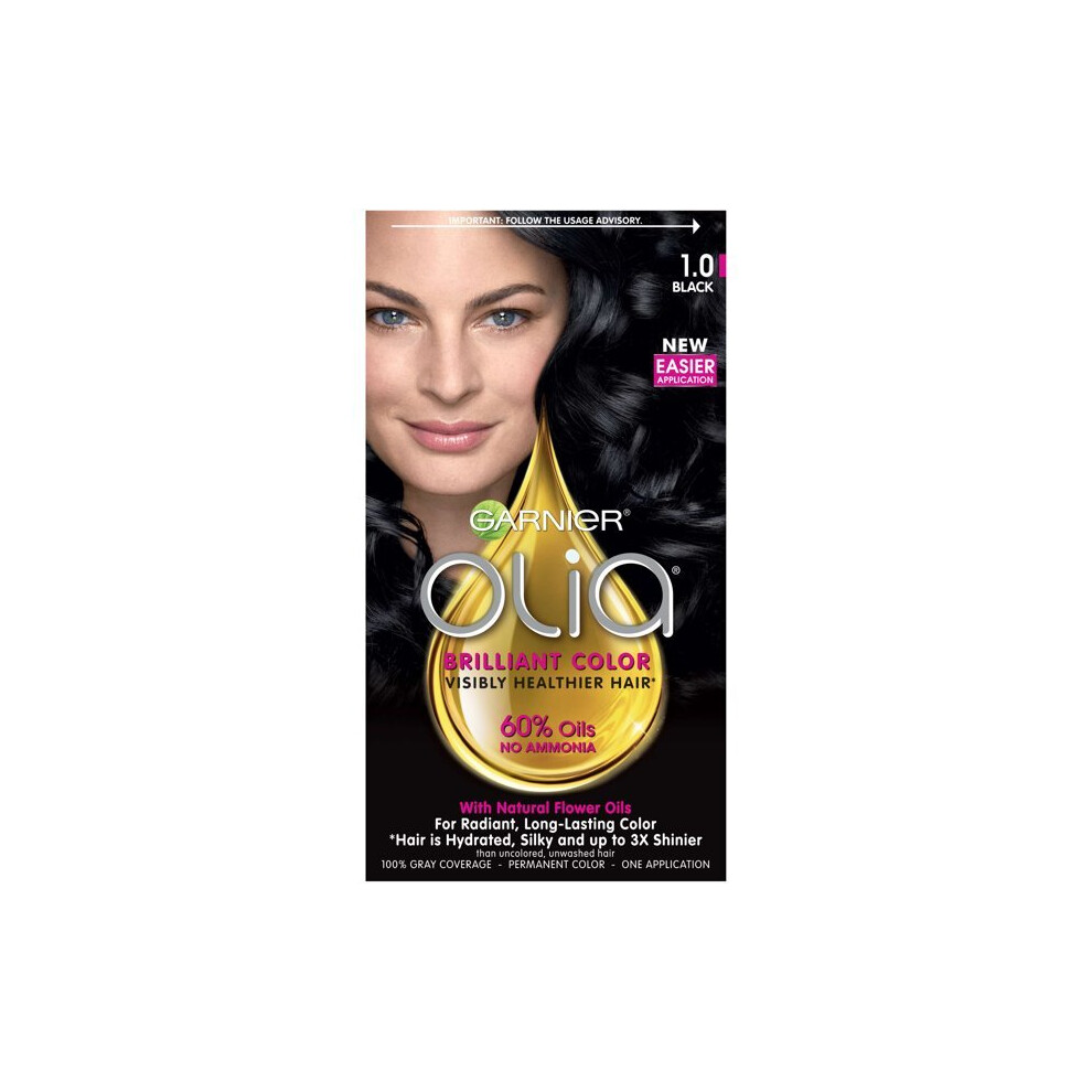 Garnier Olia Oil Powered Permanent Hair Color, 1.0 Black, 1 Kit