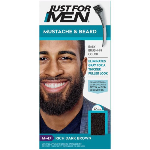Just For Men Just For Men Mustache & Beard Coloring for Gray Hair, M-47 Rich Dark Brown