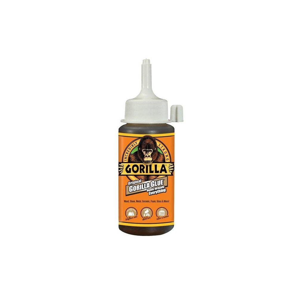 Gorilla Original Waterproof Polyurethane Brown Glue, 4 ounce Bottle