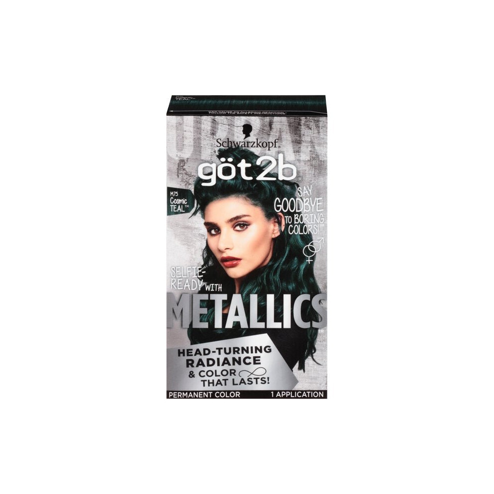 Schwarzkopf Got2b Metallics Permanent Hair Color, M75 Cosmic Teal, 1 application