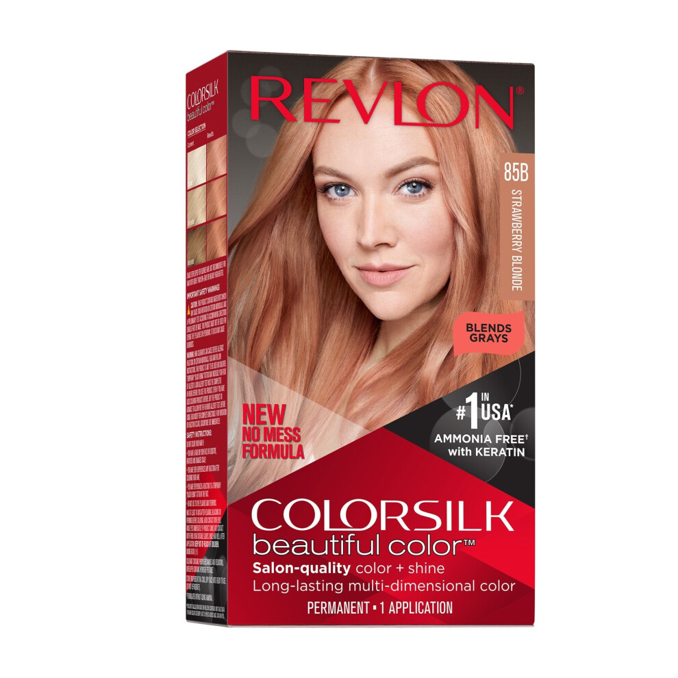 Revlon New ColorSilk Beautiful Permanent Hair Color, No Mess Formula, 85B Strawberry Blonde, 1 Pack