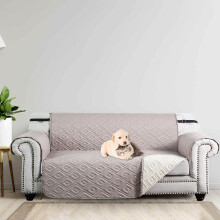 (Cream Beige, 3 Seater Sofa Cover) Quilted Sofa Cover Waterproof Furniture Cover Protector Throw Recliner Chair Covers