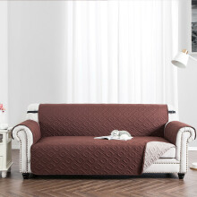 (Brown Beige, 3 Seater Sofa Cover) Quilted Sofa Cover Waterproof Furniture Cover Protector Throw Recliner Chair Covers