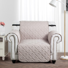 (Cream Beige, 1 Seater Sofa Cover) Quilted Sofa Cover Waterproof Furniture Cover Protector Throw Recliner Chair Covers
