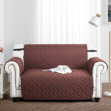 (Brown Beige, 2 Seater Sofa Cover) Quilted Sofa Cover Waterproof Furniture Cover Protector Throw Recliner Chair Covers
