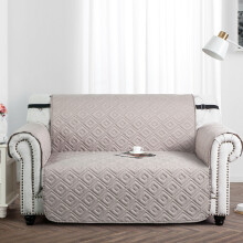 (Cream Beige, 2 Seater Sofa Cover) Quilted Sofa Cover Waterproof Furniture Cover Protector Throw Recliner Chair Covers