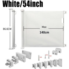 (White) Retractable Baby Gate, Retractable Dog Gate for Stairs