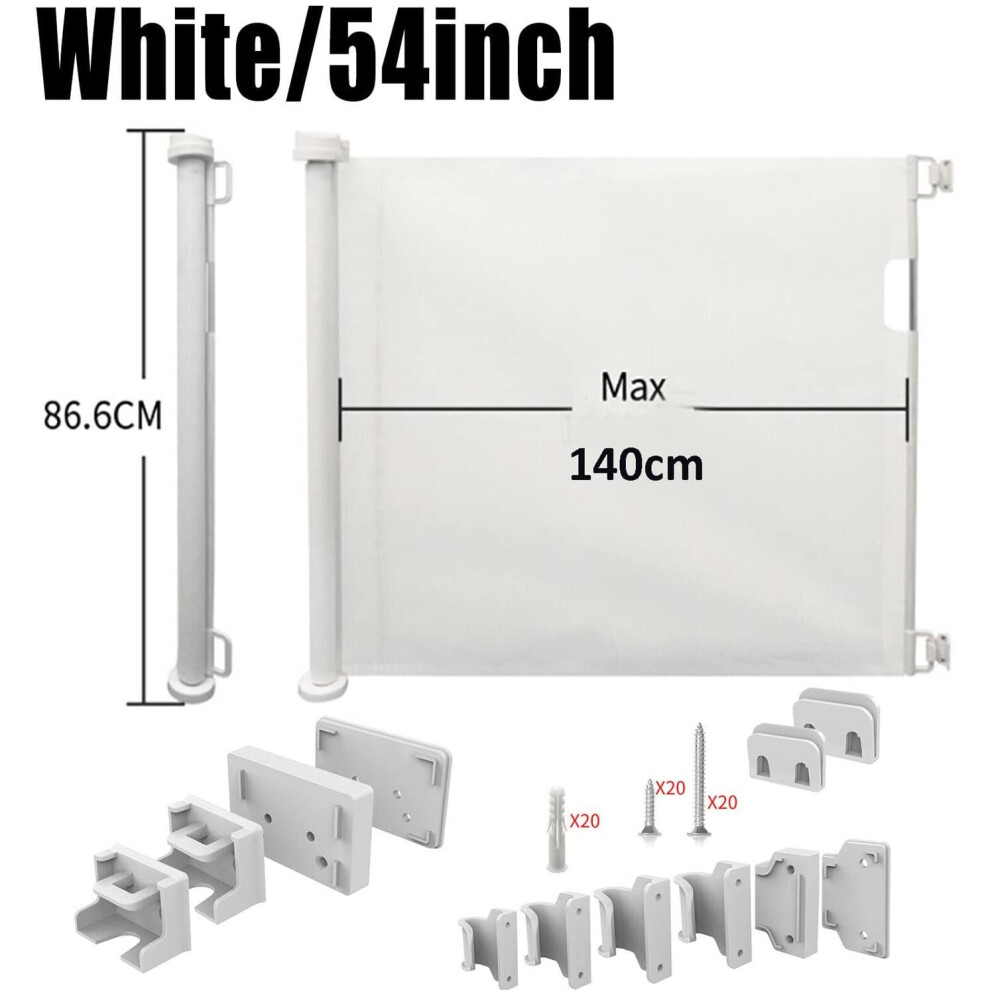 (White) Retractable Baby Gate, Retractable Dog Gate For Stairs White