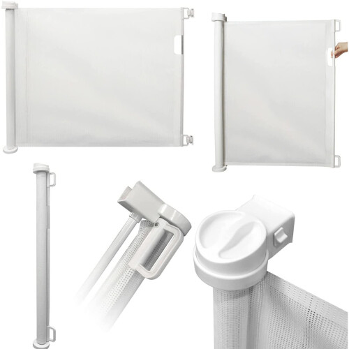 (White) Retractable Baby Gate, Retractable Dog Gate for Stairs 1