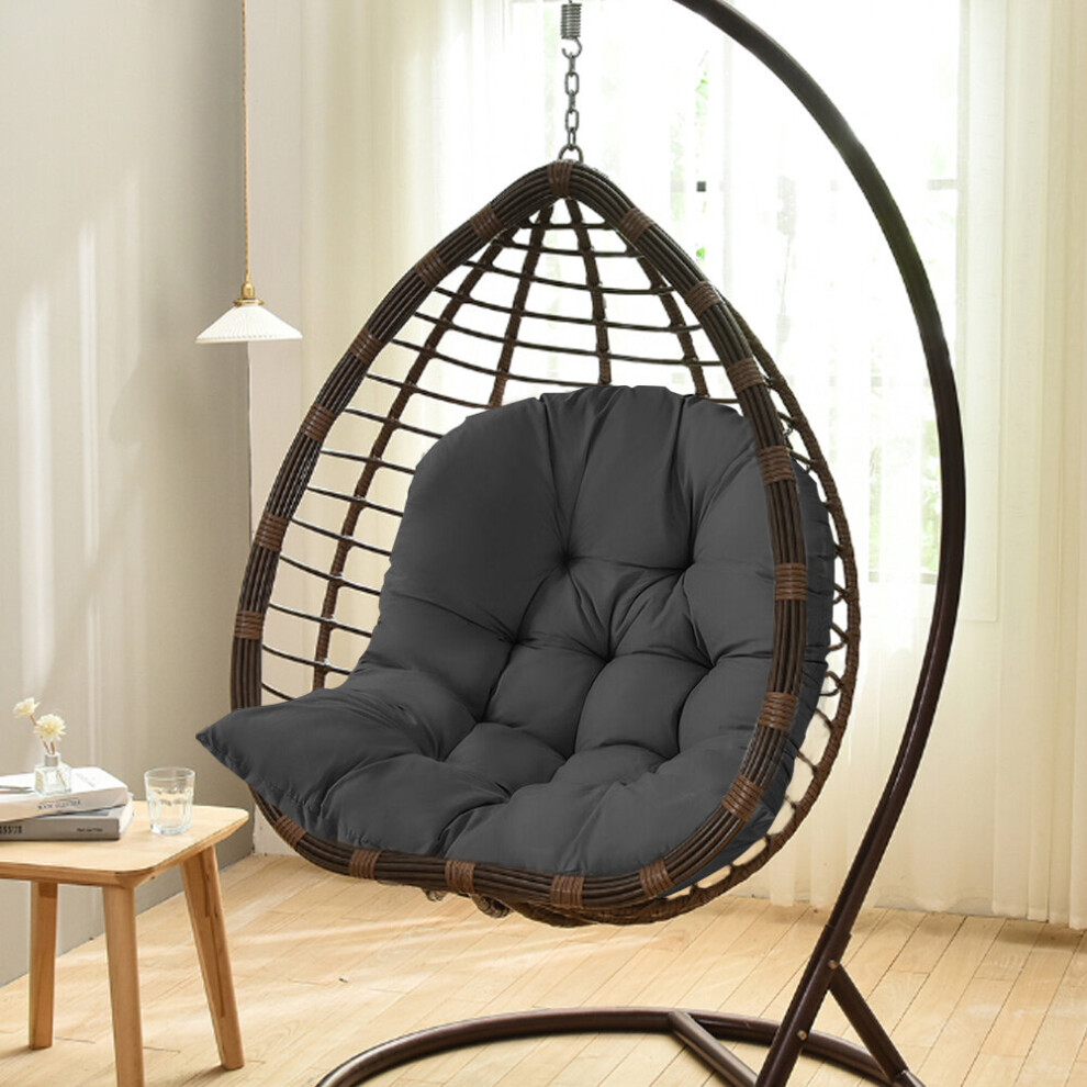 (Black) Egg Chair Cushion Seat Pad Swing Hanging Chair Mat Pillow Patio Garden Outdoor