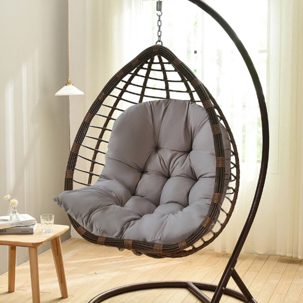 (Dark Grey) Egg Chair Cushion Seat Pad Swing Hanging Chair Mat Pillow Patio Garden Outdoor