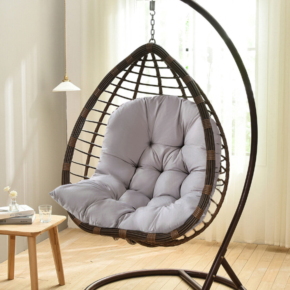 (Light Grey) Egg Chair Cushion Seat Pad Swing Hanging Chair Mat Pillow Patio Garden Outdoor