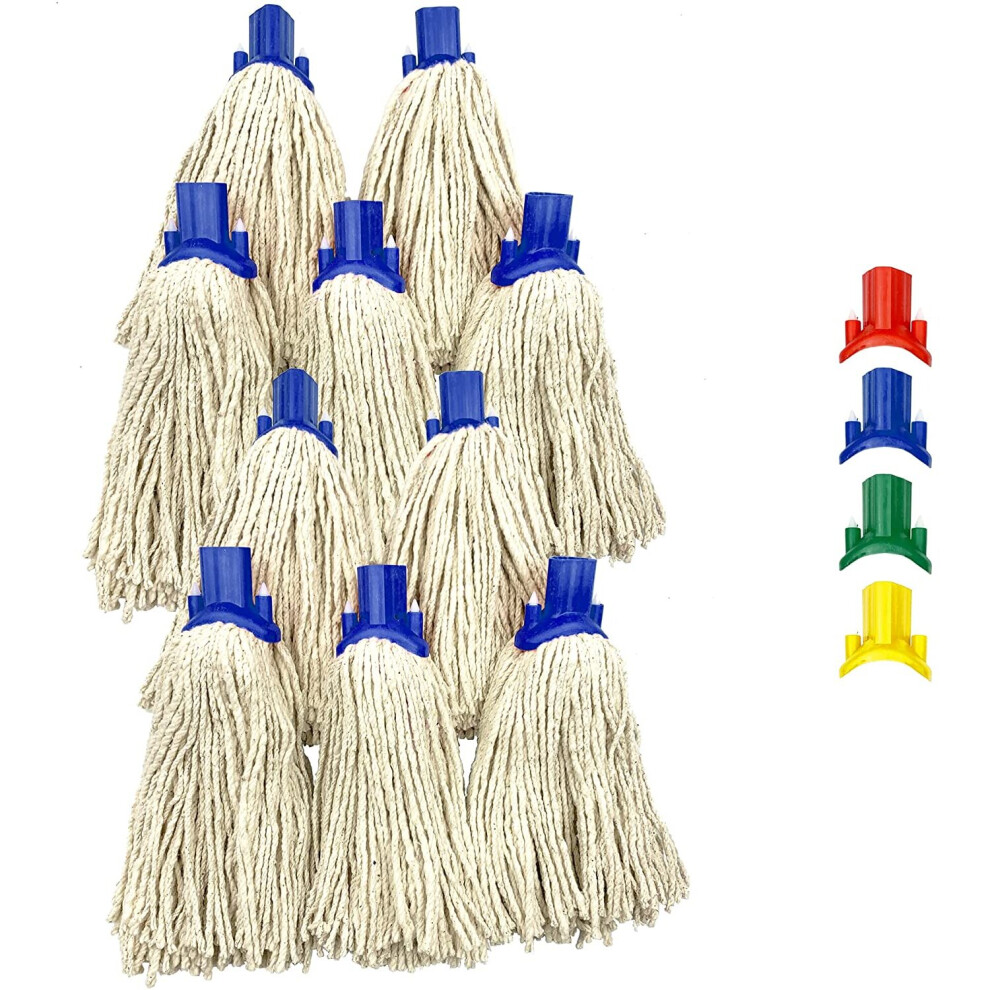 10x Blue Cotton Floor Mop Heads Set Replacement Heavy Duty Cleaning