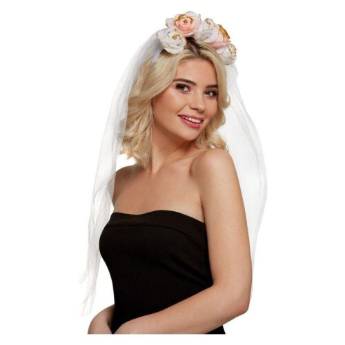 Smiffy's Floral Headband White & Pink Womens