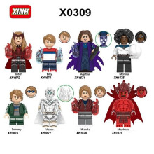 8PCS Wanda Vision Minifigure Marvel Super Hero Minifigure Scarlet Witch Vision Fit Lego Toy Collection