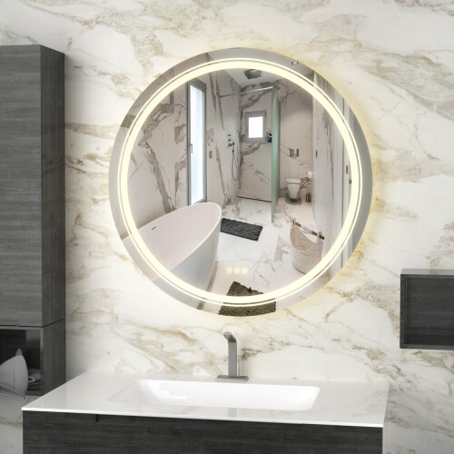 800x800mm Backlit LED Mirror Wall Mounted Round Bathroom Mirror 1