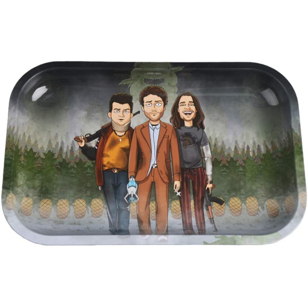 Wise Skies Rolling Tray Smoking Gift Metal Rolling Tray Small Trays - Design=Pineapple Express - Pe5487
