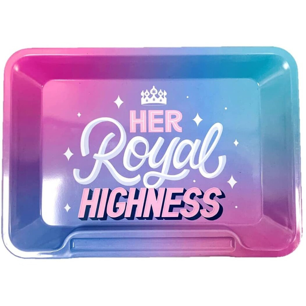 Metal Rolling Tray with Paper Holder Smoking Gifts Tattoo Small  - Design=Royal Highness - WS0269