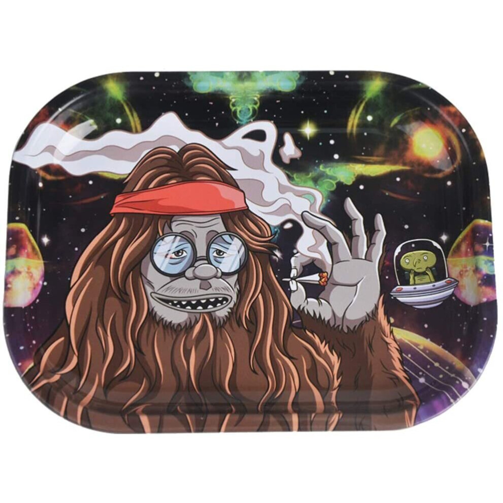 Rolling Tray Smoking Gift Metal Rolling Tray Small Trays  - Design=Trippa - TT5463