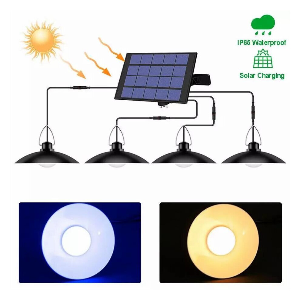(3 Heads, Warm White) Solar LED Pendant Light Panel IP65 Garden Yard Shed Hanging Lamp-image-OPC-P97DMBD-NEW