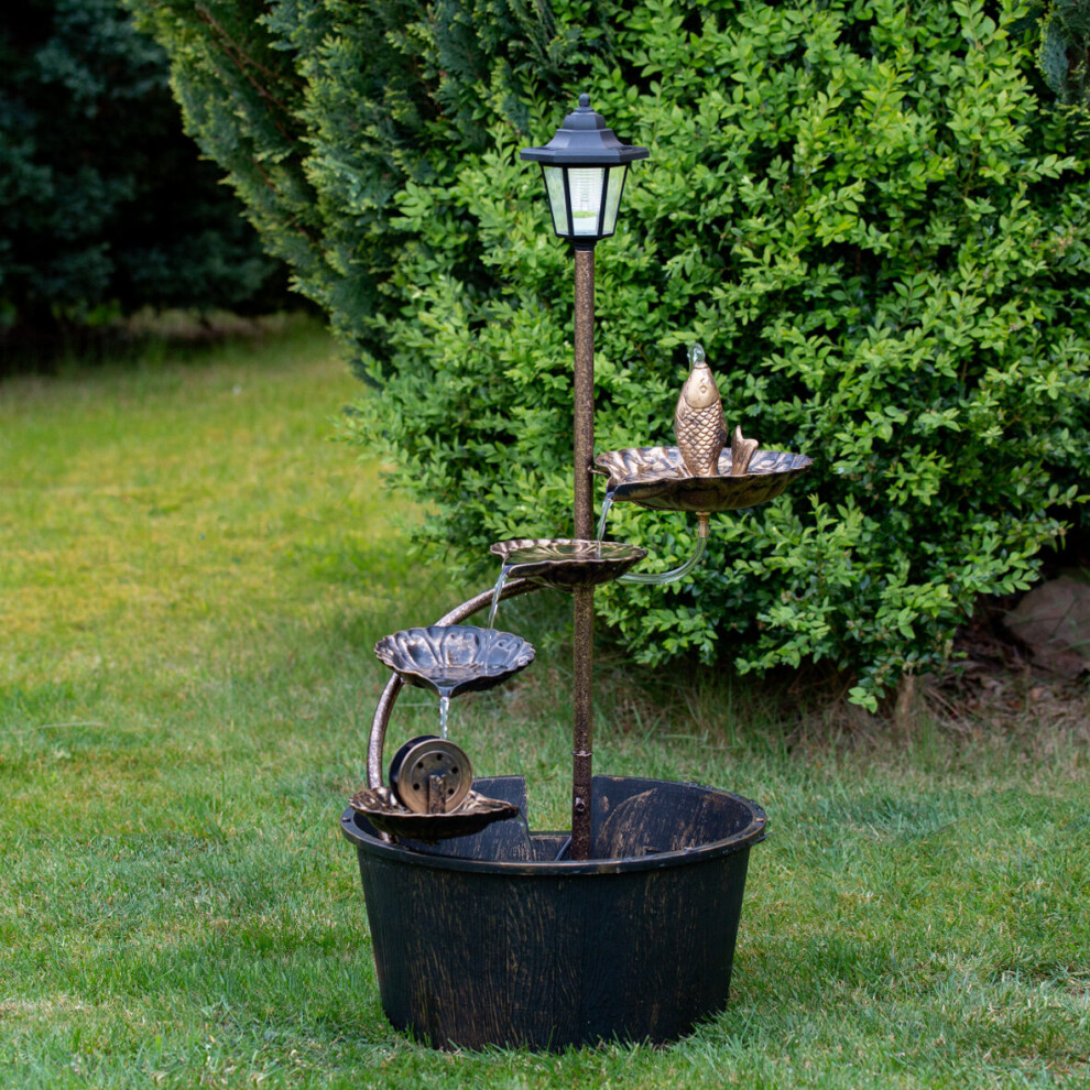GardenKraft 12260 Cascading Water Fountain And Pump / Features Solar Lamp