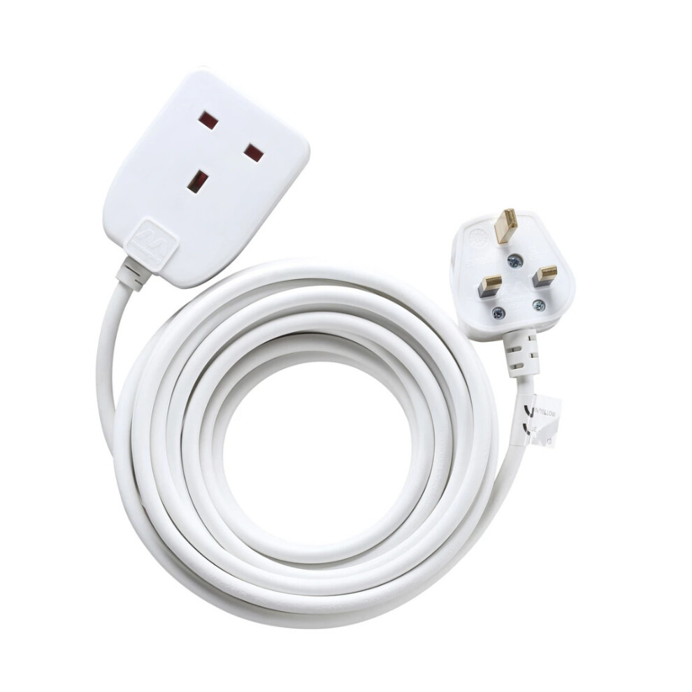 Basic 5M 1 Socket Extension Lead White 5026686193756