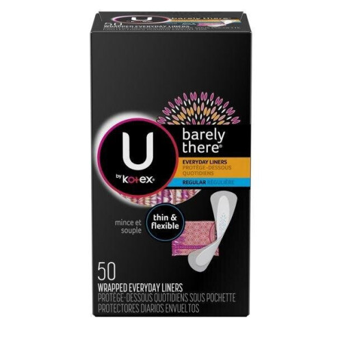 U by Kotex Barely There Liners, Unscented, Light, 50 Ct