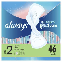 Always Infinity Pads, Winged, Unscented, Super Absorb, Size 2, 46 ct