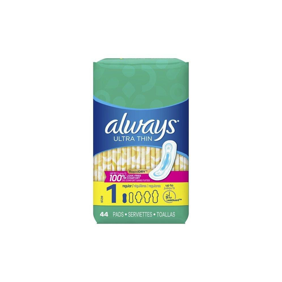 Always Ultra Thin Pads, Unscented, Size 1, 44 count