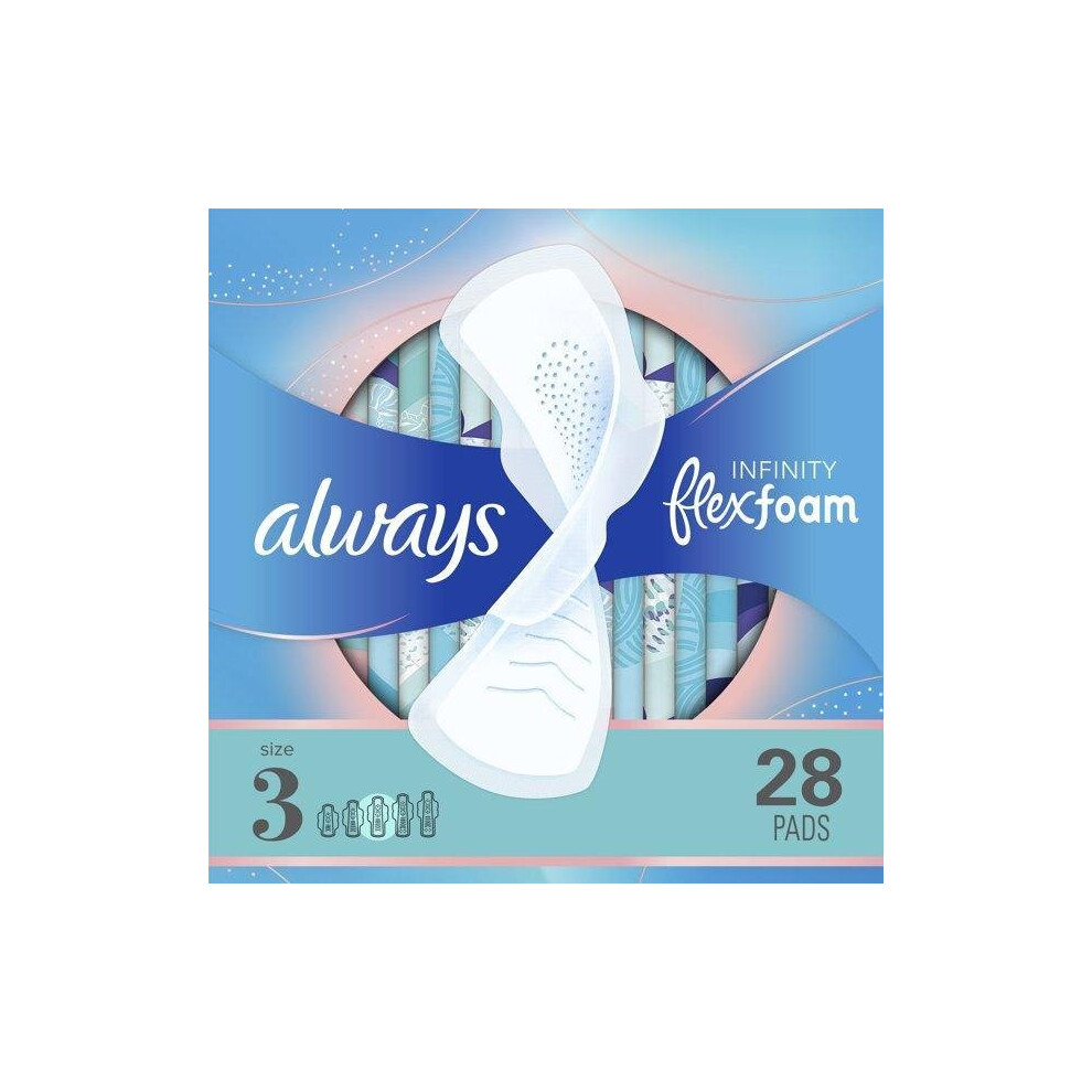 Always Infinity Extra Heavy Pads with Wings, Unscented, Size 3, 28 ct