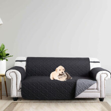 (Black Dark Grey, 2 Seater Sofa Cover) Quilted Sofa Cover Waterproof Furniture Cover Protector Throw Recliner Chair Covers