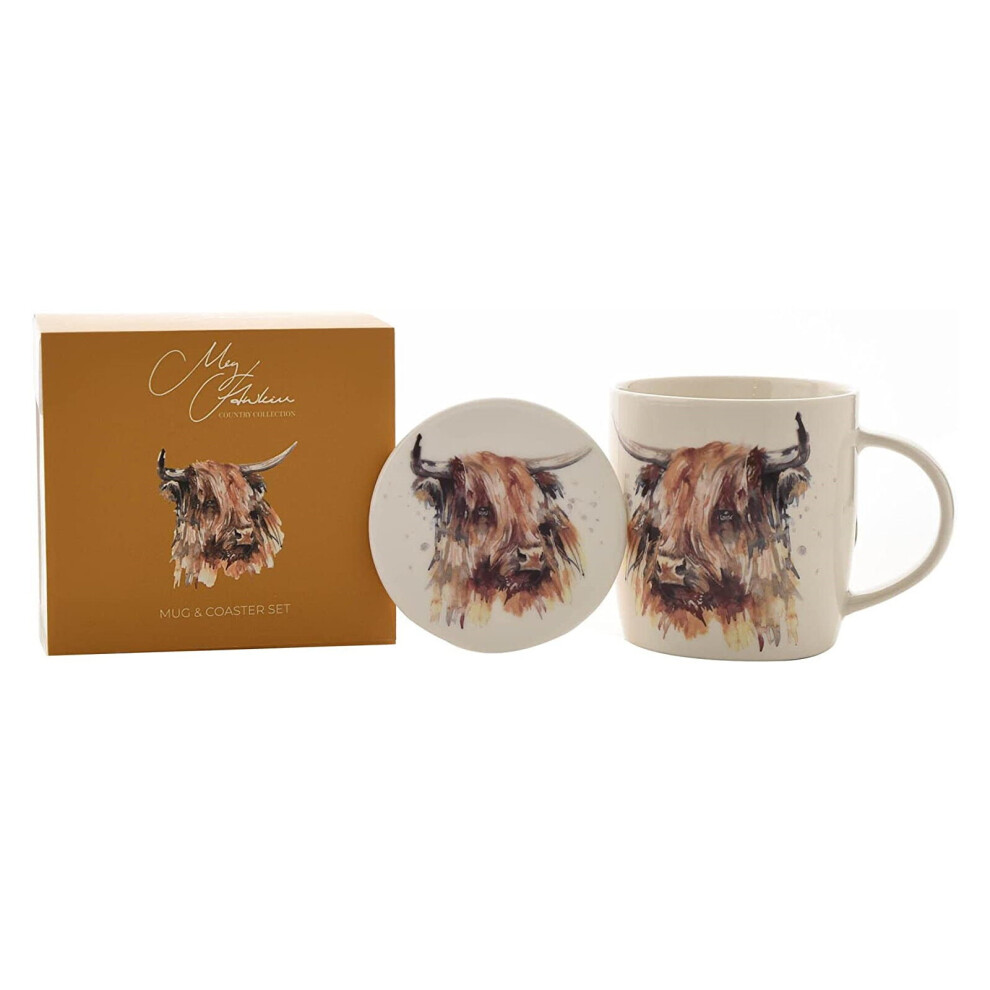 Widdop And Co. Widdop Meg Hawkins Country Collection Highland Cow Mug & Coaster Set