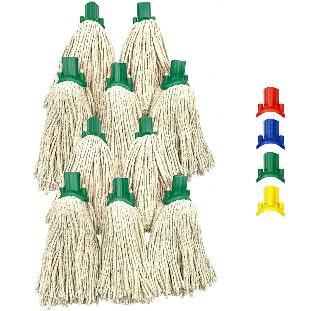10x Green Cotton Floor Mop Heads Set Replacement Heavy Duty Cleaning