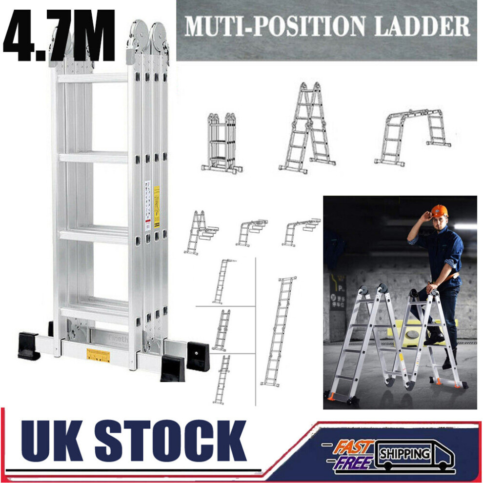 4.7M Upgrade 14 Way Combination Ladder Multi Purpose Step Foldable 097239203135