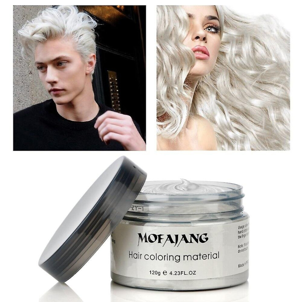 White,Cream (White) Temporary Hair Color Wax Disposable Hair Coloring Cream Mud Natural Hair Styling Clays Dye