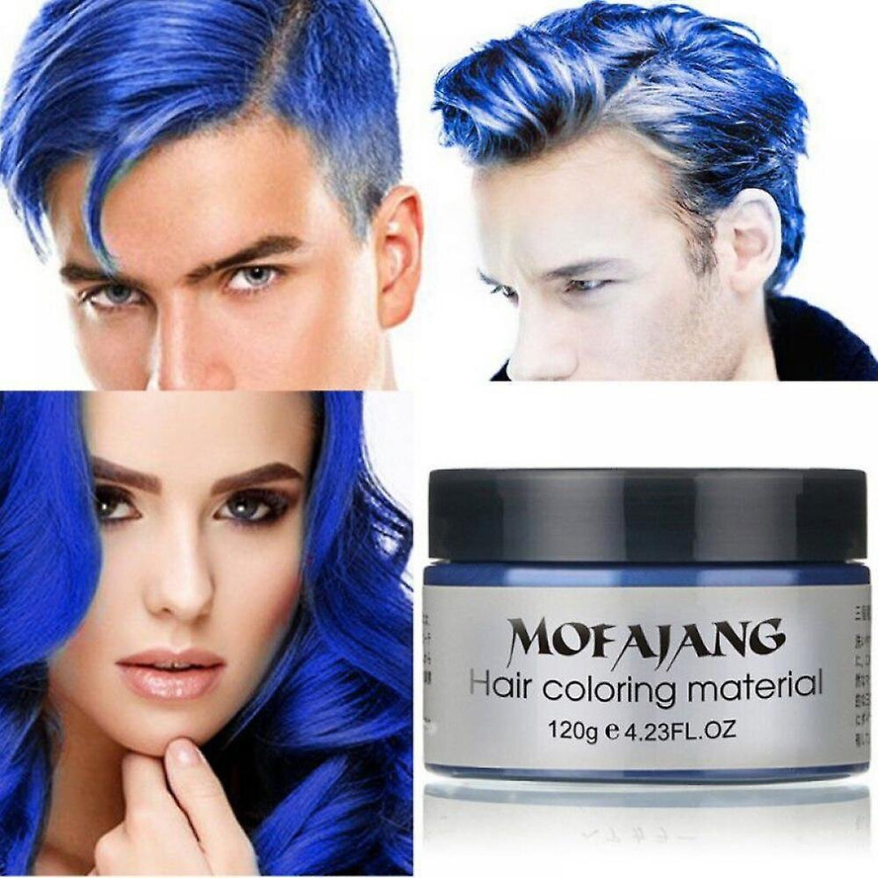 Blue,Cream (Blue) Temporary Hair Color Wax Disposable Hair Coloring Cream Mud Natural Hair Styling Clays Dye