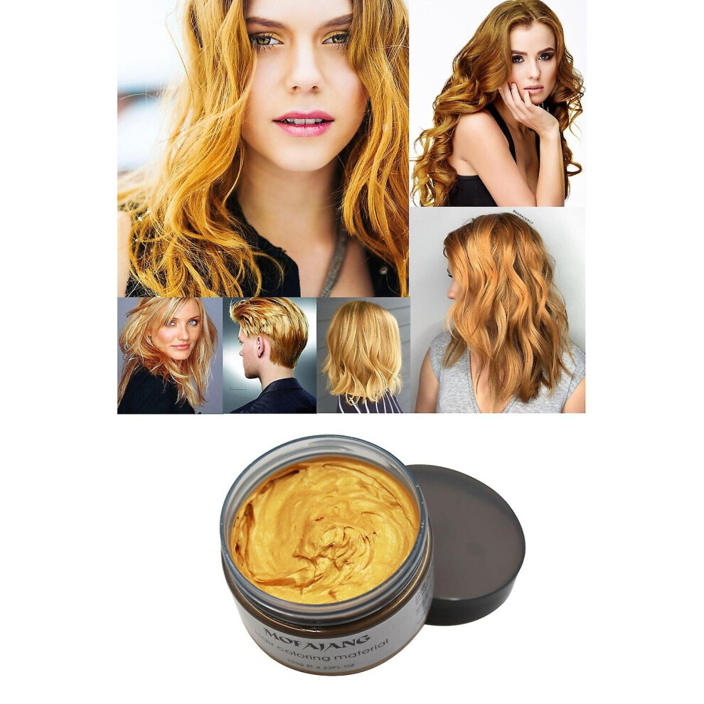 Cream,Gold (Gold) Temporary Hair Color Wax Disposable Hair Coloring Cream Mud Natural Hair Styling Clays Dye