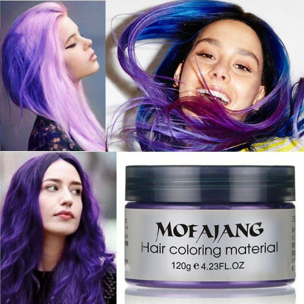 Cream,Purple (Purple) Temporary Hair Color Wax Disposable Hair Coloring Cream Mud Natural Hair Styling Clays Dye