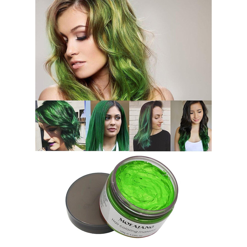 Green,Cream (Green) Temporary Hair Color Wax Disposable Hair Coloring Cream Mud Natural Hair Styling Clays Dye
