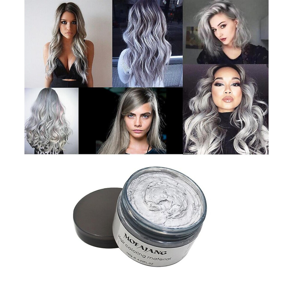 Cream (Gray) Temporary Hair Color Wax Disposable Hair Coloring Mud Natural Hair Styling Clays Dye