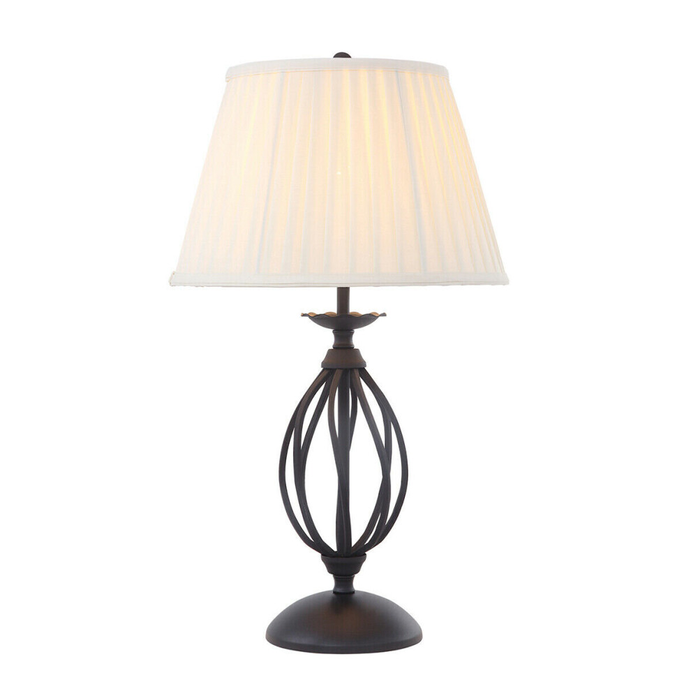 Loops Table Lamp Ivory Shade Lounge Dining Room Black Finish Led E27 60W Bulb