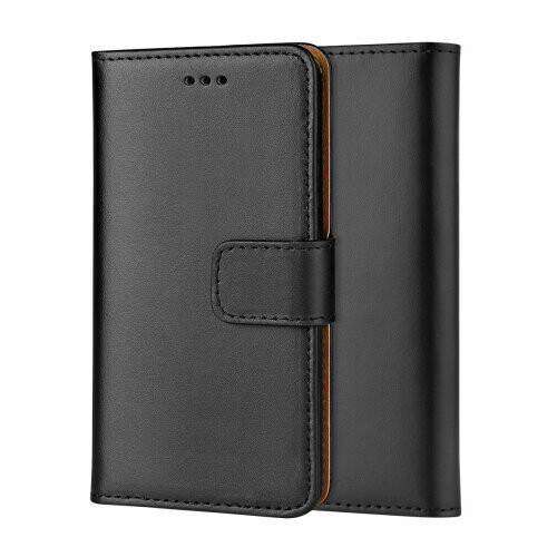 Genuine Leather Wallet Book Case for Samsung A41 - Black 1