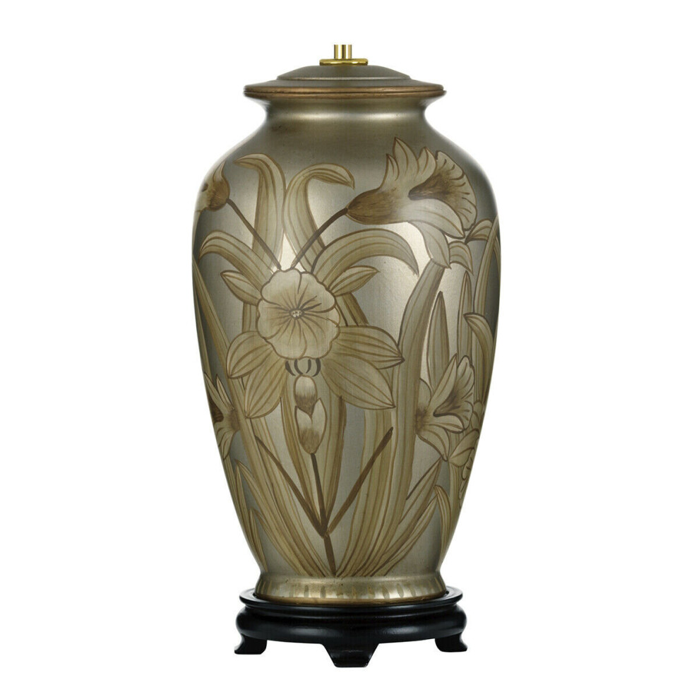 Loops Table Lamp Hand Painted Oriental Ceramic Vase Base Silver Led E27 60W Bulb