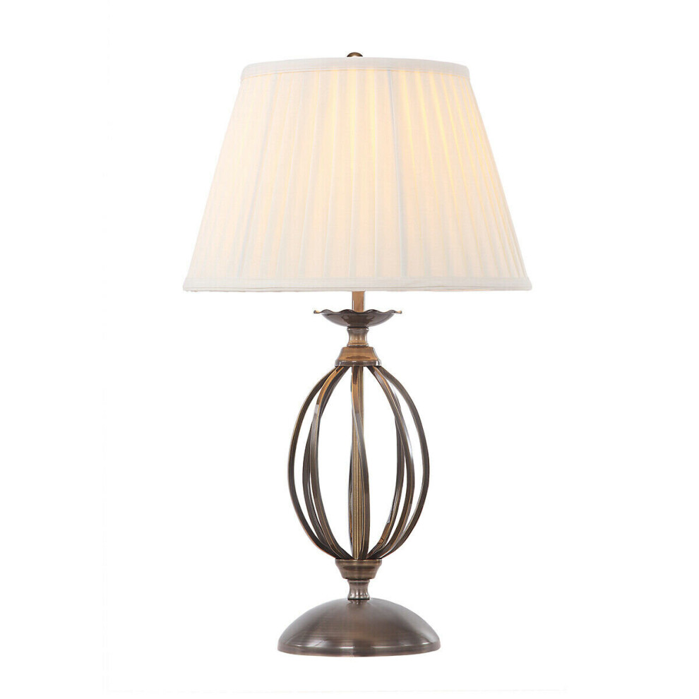 Loops Table Lamp Shade Included Curved Twisted Base Aged Brass Led E27 60W