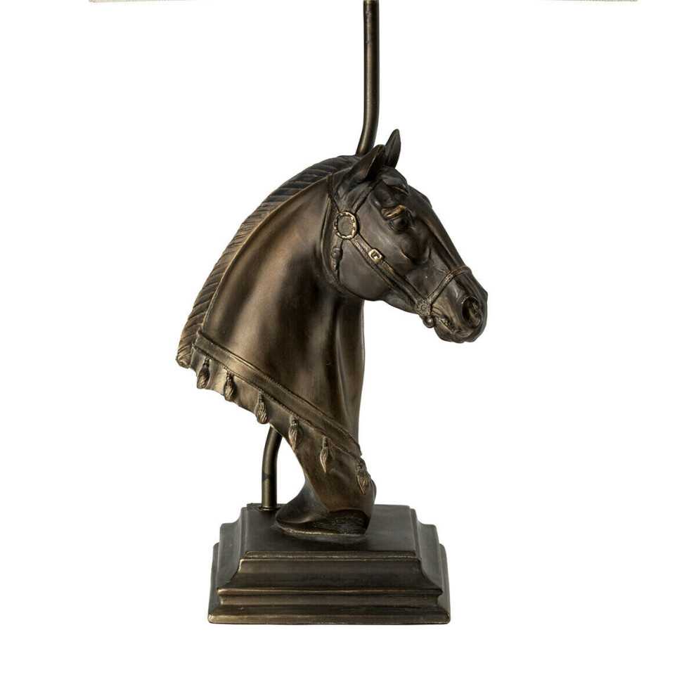 Loops Table Lamp Horse Bust Shade Not Included Patina Led E27 40W Bulb Bronze
