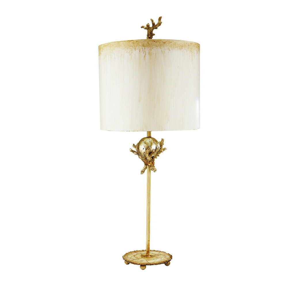 Loops Table Lamp Putty Patina Base & Stem Silver Leaf Orb Silver Shade Led E27 60W
