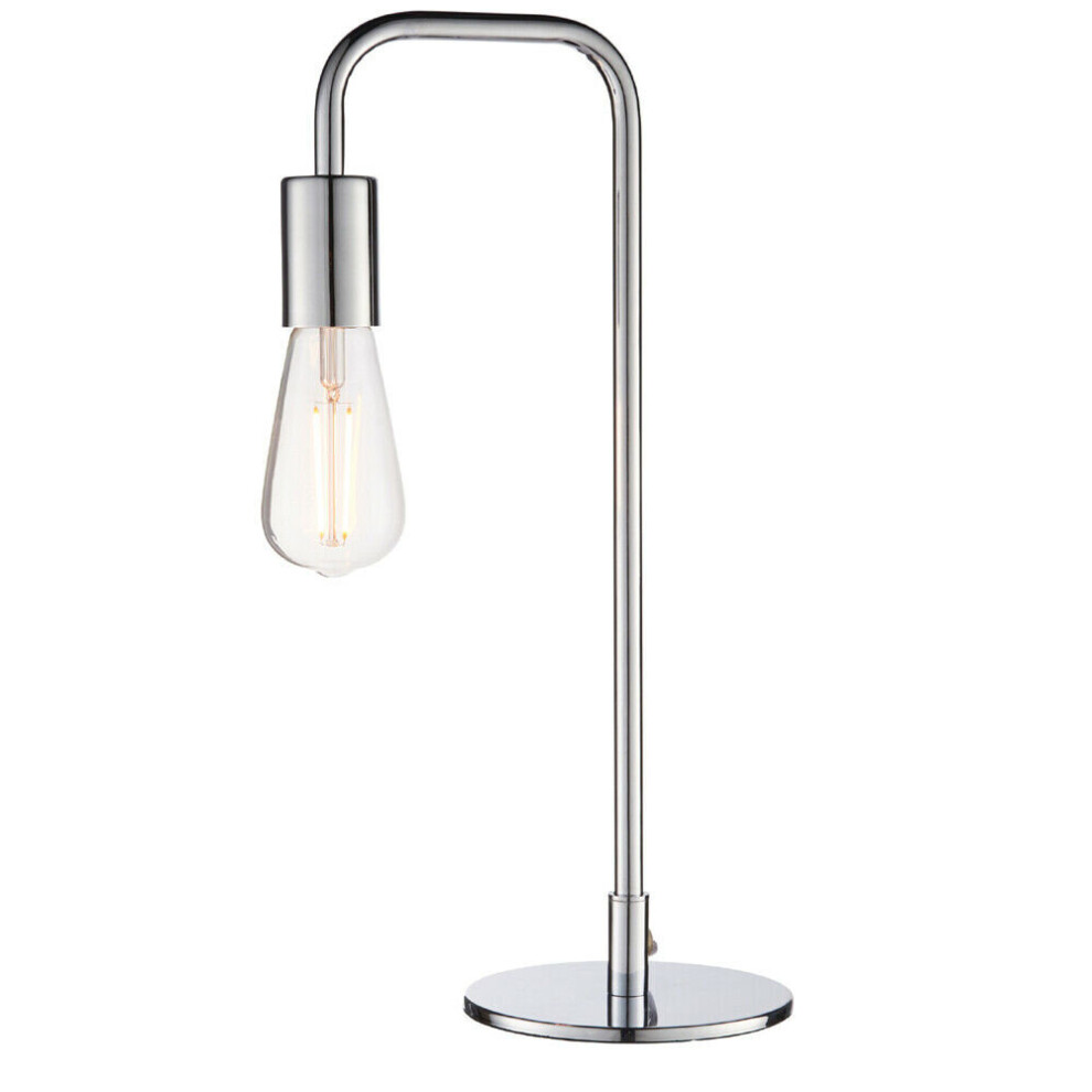 Loops Modern Hangman Table Lamp Chrome Industrial Metal Arm Bedside Desk Base Light