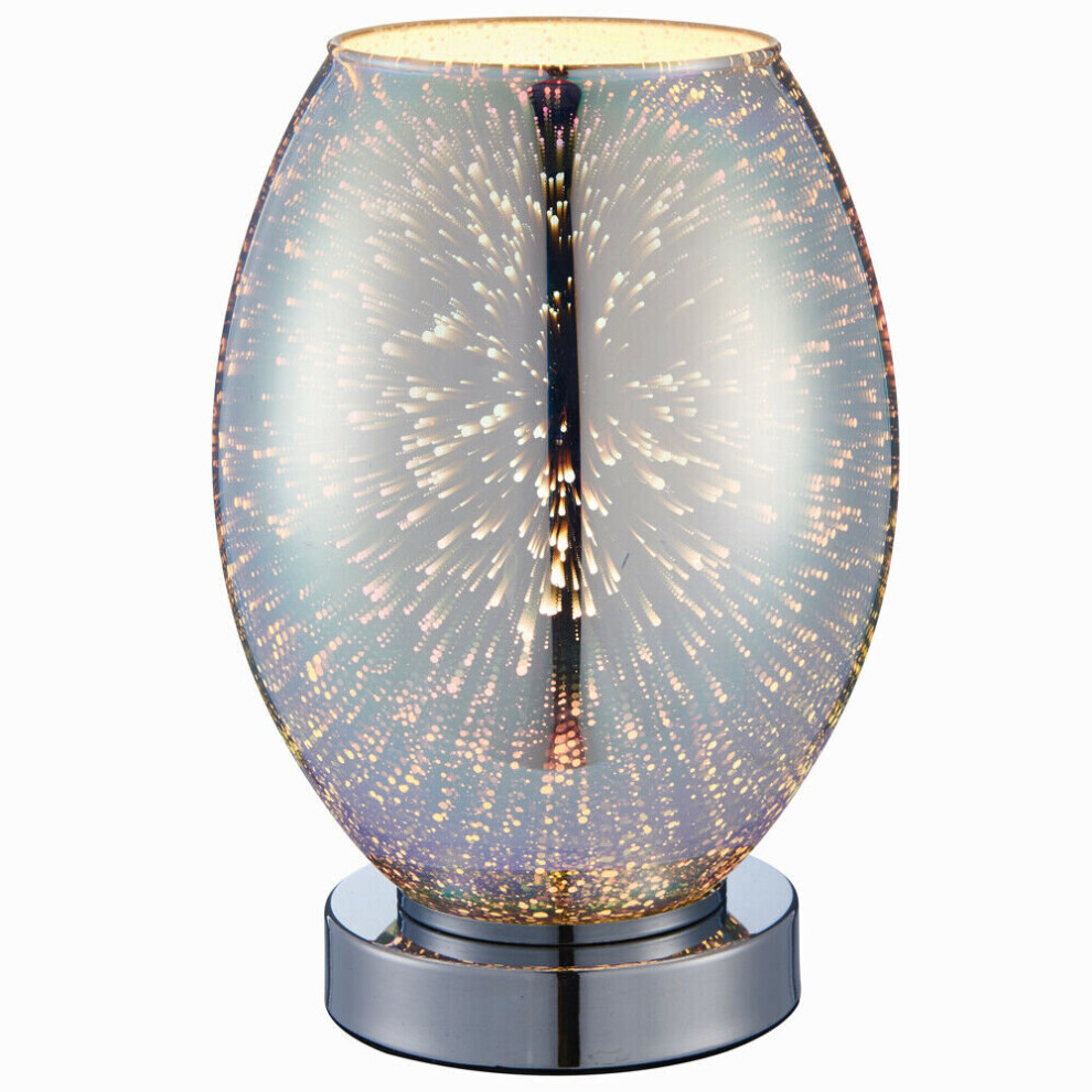 Touch On/Off Table Lamp Holographic Glass Shade Unique Modern Bedside Desk Light
