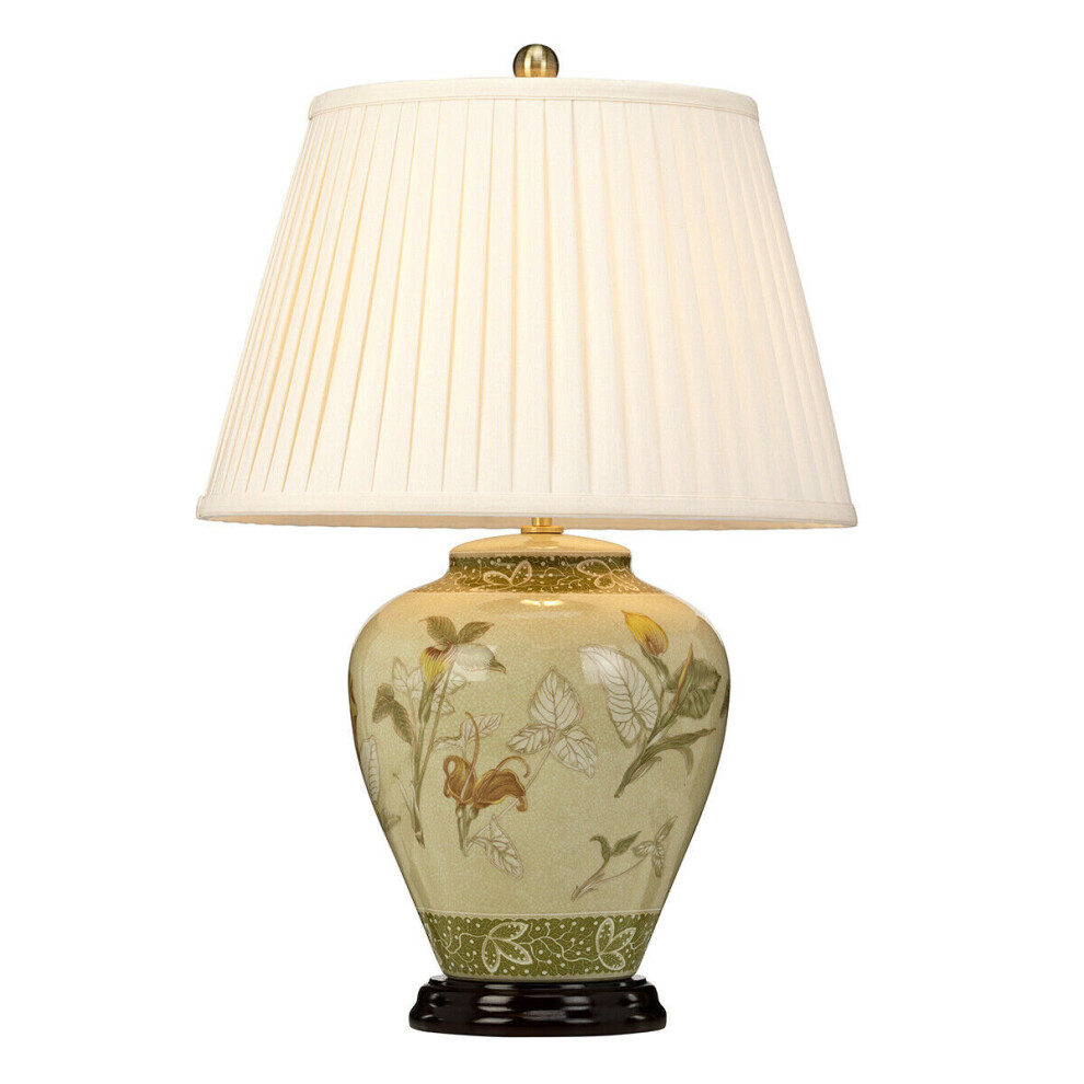 Loops Table Lamp Chinese Porcelain Cream Shade Aged Brass Led E27 60W