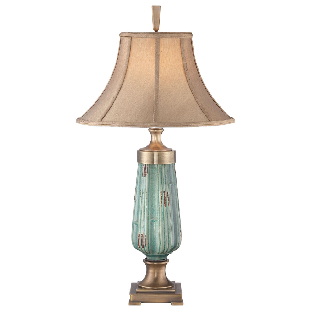 Loops Table Lamp Ceramic Glaze/Aged Brass Finish Led E27 100W Bulb